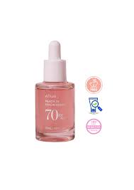 Anua Peach 70% Niacinamide Serum, a skincare product designed to brighten and improve skin texture.