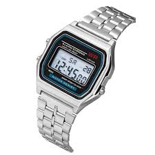 Vintage Silver Classic Digital Wrist Watch
