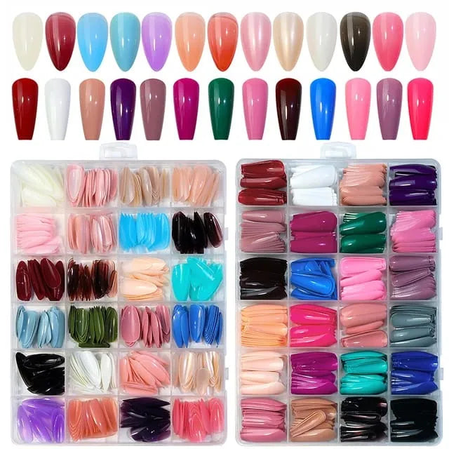 Cosmet.pk 576 Pcs Nails Box Artificial Nails Beautiful Fancy Nails Fake Nails