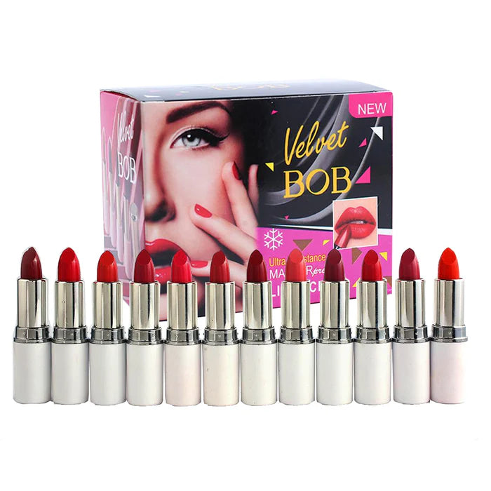 BOB Velvet Pack of 12 New Ultra Resistance Master Precise Lipstick Lightweight Texture Matte A Dark Lipstick