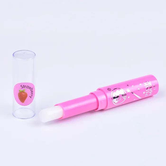 New long lasting strawberry flavor fruit juice vitamin C changeable color lipsticks pink magic lipstick