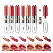 2 in 1 lipgloss Double Headed Transparent Plumping Lip Gloss+Lip liner 6ml , Random Shades