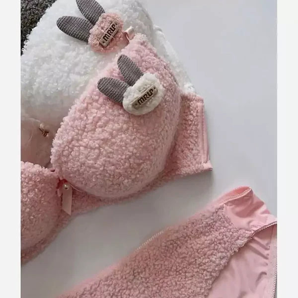 New High Quality Sexy Cute Soft Plush Design Bra & Panty Set E991