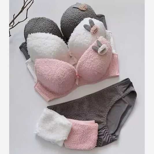 New High Quality Sexy Cute Soft Plush Design Bra & Panty Set E991