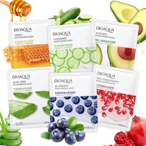 BIOAQUA Pack of 10Pcs Moisturizing Face Sheet Mask +Jade Roller Facial Body Massage