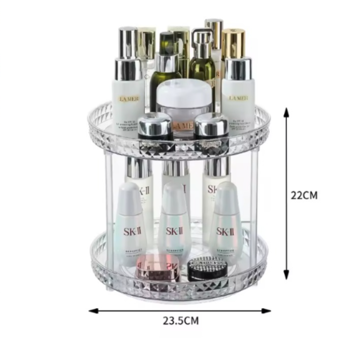 Luxury Dressing Table Cosmetic Rotating Storage Shelf Box Bathroom Desktop Shelf Perfume Skin Care Product Shelf Tray Shelf